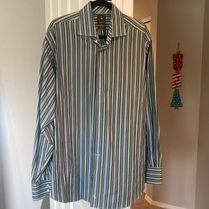 Tailorbyrd men’s dress shirt, long sleeve, XL, like new! Green/blue stripe.